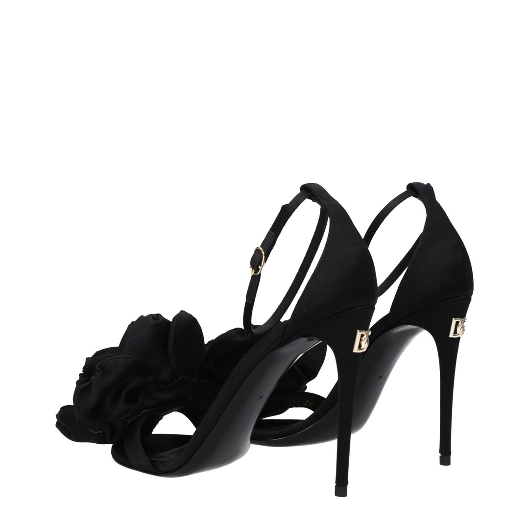 Black Satin Stiletto Heel Sandals