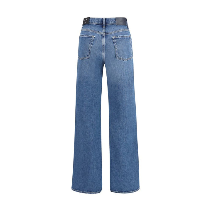 Blue Cotton Flared Jeans