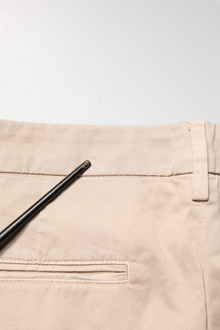 Beige Straight Mid Waist Chino Trouser Casual Pants