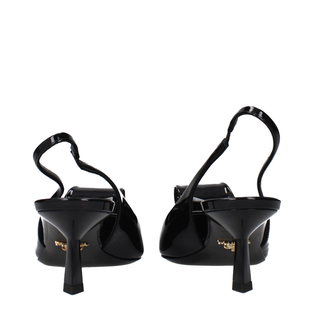 Black Leather Stiletto Heel Sandals