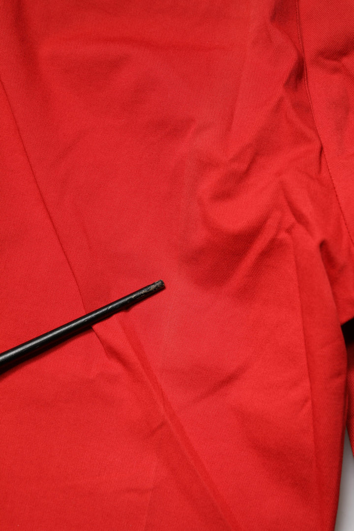 Red Flared Mid Waist Chino Casual Trouser Pants