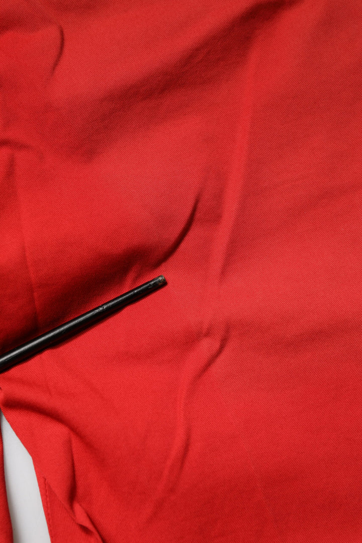 Red Flared Mid Waist Chino Casual Trouser Pants