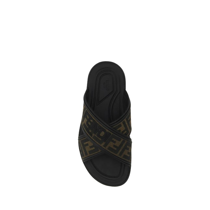 Black Calf Leather Bos Taurus Flat Sandals